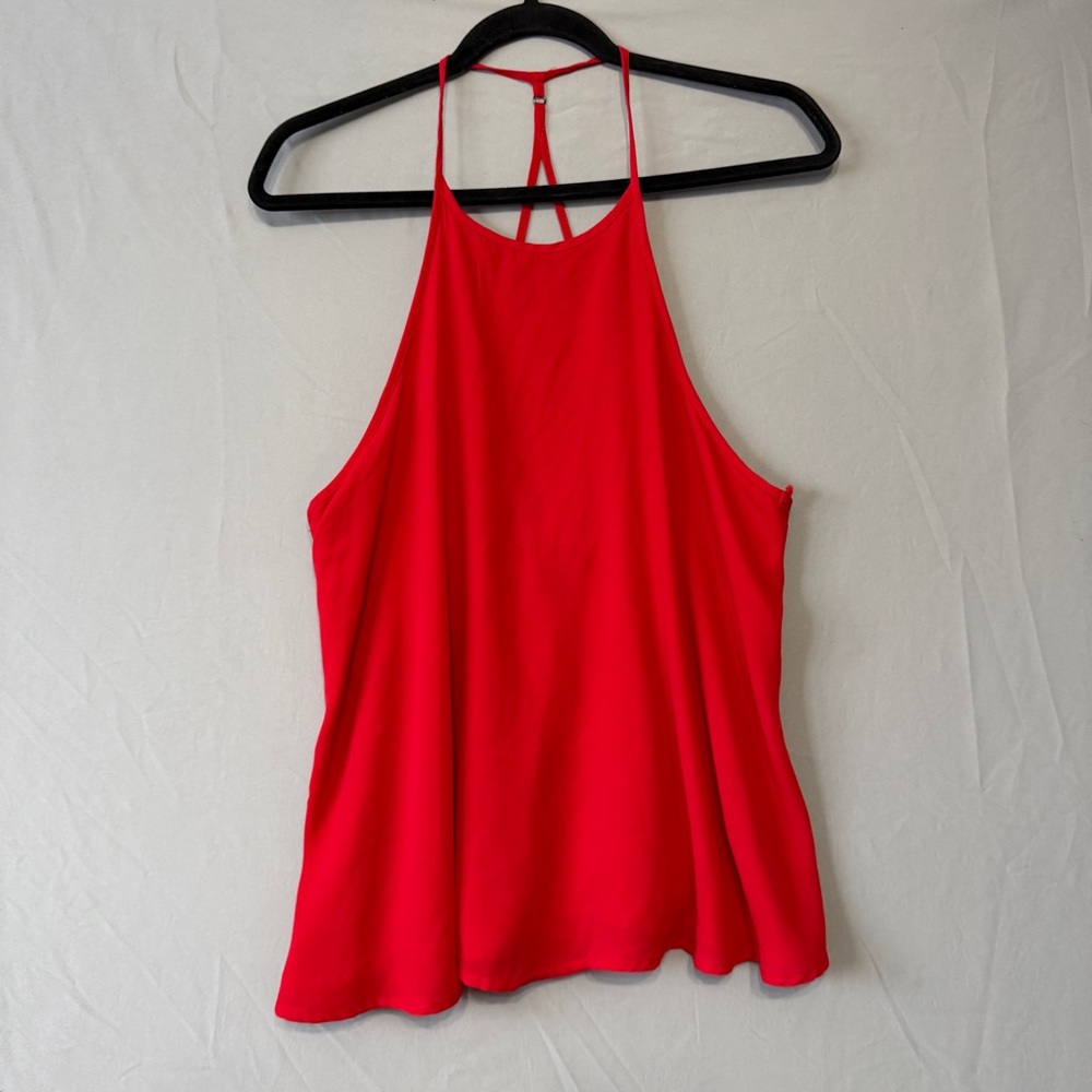 Forever 21 Womens Halter Cami Tank Top Size Small Red Going Out Lined Open Back